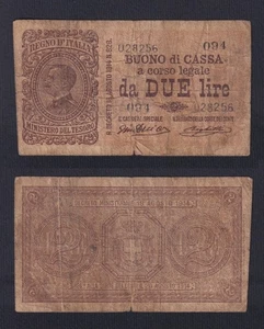 Banconota Italia 2 lire Vittorio Emanuele III° 1917 P.-37b MB+/F+ - Picture 1 of 1