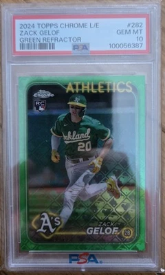 2024 Topps Chrome - Zack Gelof #282 Green Logofractor Refractor /99 (RC) PSA 10 - Image 1 of 2