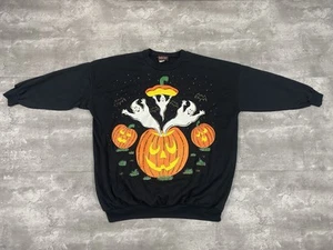 vintage 80s LINDA LORI Halloween sweatshirt Jack O Lantern ghost pumpkin - Picture 1 of 7
