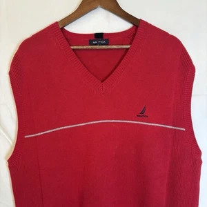 Nautica Men’s Sweater Vest Size XLarge Red Dress Work Clothing - Picture 1 of 8