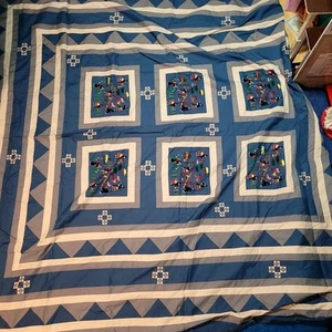 Hmong Hand Made Embroidered Folk Story Cloth Art Tapestry Quilt 84"x 84" - Picture 1 of 3