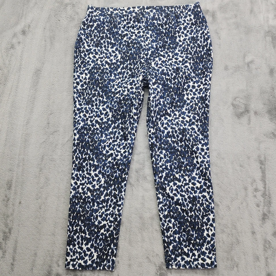 Faded Glory Jeans Womens M Black Blue White Animal Print Jegging Skinny Capri - Image 1 of 4