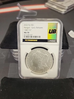 2023 Fiji Morgan Early Release 1887 CC Gold Label MS70 Ultrabreaks - Image 1 of 2