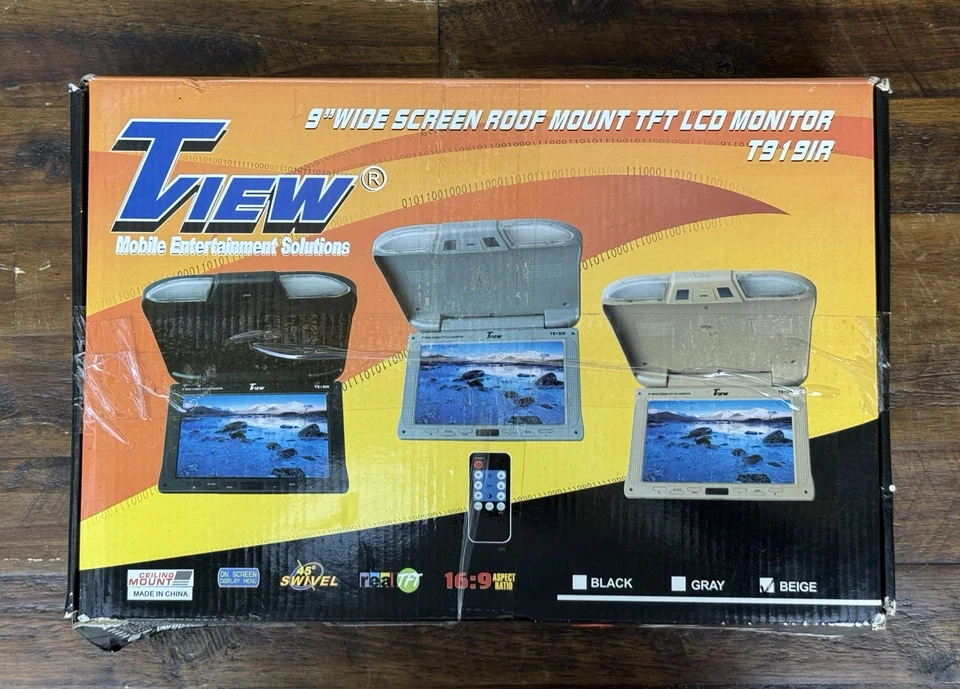 Tview T919IR 9” Roof Mount Wide Screen TFT LCD Monitor Beige Car Video System - Image 1 of 4