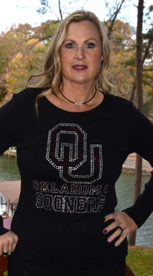 Oklahoma Sooners rhinestone shirt or tank  XS S M L XL XXL 1X  2X 3X 4X 5X - Image 1 of 4