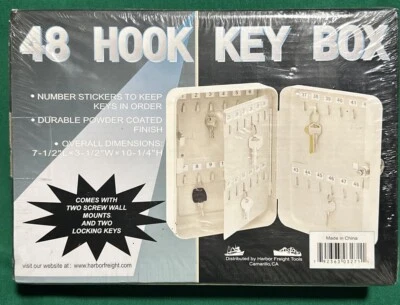 NEW IN PACAGE 48 HOOK KEY HOLDER BOX METAL SAFE LOCKING WALL MOUNT #03271 - Image 1 of 2