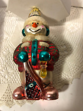 Santa’s Best North Pole Snowman Blown Glass Christmas Ornament Vintage