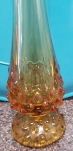 Fenton Hobnail Bernstein geschwungene Vase Kunstglas Knospe 10" hoch Ombre Stretch gelb - Bild 1 von 8