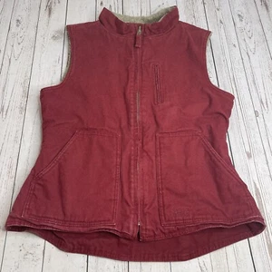 Lakin McKey Vest Womens Medium Red Canvas Sherpa Lined Full Zip Work Farming - Picture 1 of 10