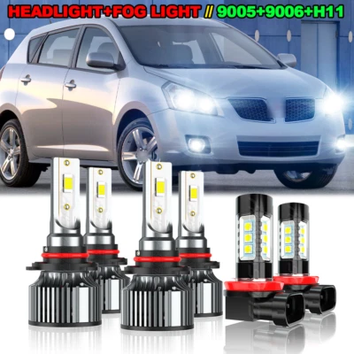 Combo Faros Luz Alta/Baja + Bombillas Antiniebla para Pontiac Vibe 2009 2010 6x Foto 1 de 4