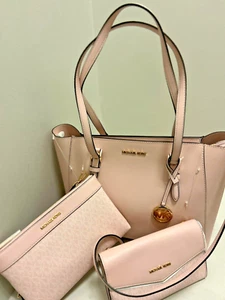 Borsa a tracolla Michael Kors Charlotte grande 3 in 1 borsa in pelle rosa MK - Foto 1 di 24