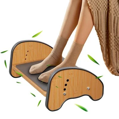 Rocking Foot Rest for Under Desk at Work - 3 Adjustable Heights Wooden Office... - Image 1 of 4