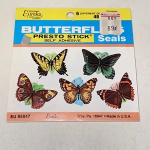 Vintage Eureka Butterflies Presto Stick Seals New Unused 6 Designs 48 Seals - Picture 1 of 9