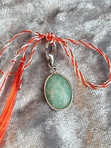 Märzchen Martisor Charm aus Edelsteine Amazonit Oval 11x15mm mit Silber Elemente - Bild 1 von 7