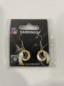 Washington Redskins Legacy Football Team Logo NFL Silver Dangle Earrings Pair - Picture 1 of 2