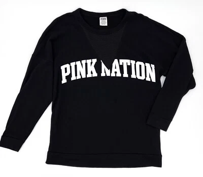 Victorias Secret ROSA Suéter Sudadera Mujer Pequeña Negra Rosa Nación Foto 1 de 4