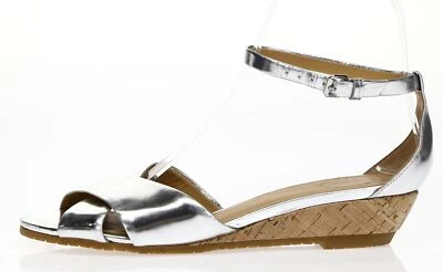 Sandalias de cuña Marc By Marc Jacobs para mujer de cuero plateado metálico talla 36,5 Foto 1 de 4