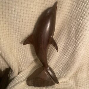 Dolphin. Hand Carved Ironwood sculpture Beautiful Ocean Scene