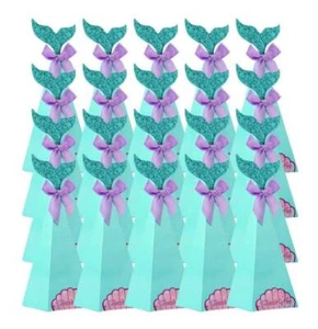 Set of 20 Mermaid Treat Boxes Party Favor Boxes with Thank You Stickers - Picture 1 of 9