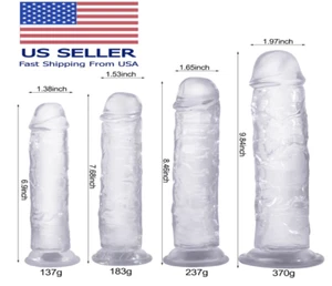 Jelly Dildo Suction Cup Dong 4 Sizes Realistic Cock Veined Dildos Anal Vaginal - Picture 1 of 13