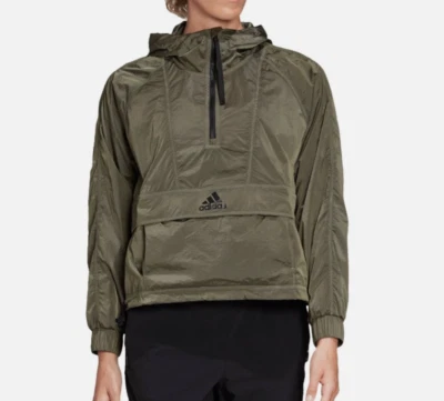 Adidas Cortavientos Mujer Grande Viento RDY Anorak Media Cremallera Embalable Legacy Verde Foto 1 de 4