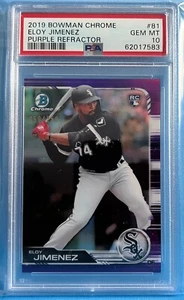 Eloy Jiménez 2019 Bowman cromo refractor púrpura RC/250 PSA 10 como nuevo White Sox - Imagen 1 de 1