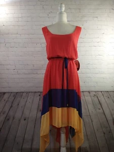 NWT colorblock PAPER DOLL navy/peach/orange hi - low summer dress - SIZE 2X - Bild 1 von 15