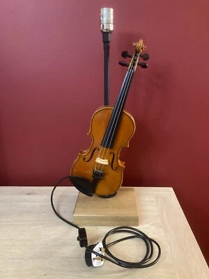 Lámpara de mesa para violín Stentor reciclado tamaño cuarto 1/4 roble madera dura bombilla Edison nueva Foto 1 de 4