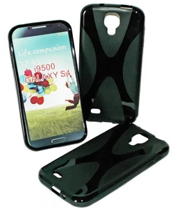X-Rubber silikon TPU Cover Handy Case in Schwarz für Samsung i9500 Galaxy S4 - Bild 1 von 2