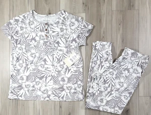 Koolaburra by Ugg Pajamas Women's Gray Floral 2 PC Set SS Small New #KB8824117 - Picture 1 of 8