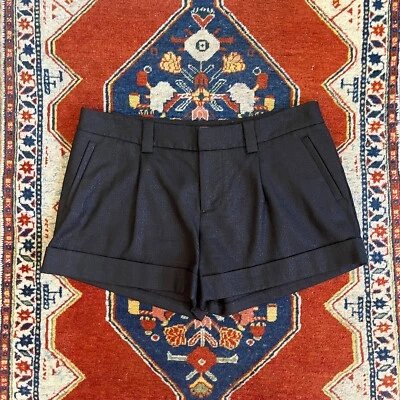 Pantalones Cortos de Vestido Alice + Olivia Negros Metálicos Brillantes a Medida Talla 4 Foto 1 de 4