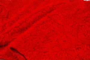 CURLY Teddy Faux Fur Fabric Material - BRIGHT RED - Picture 1 of 1