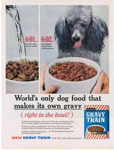 1960 gray POODLE dog Gravy Train Dog Food Print Ad - Picture 1 of 1