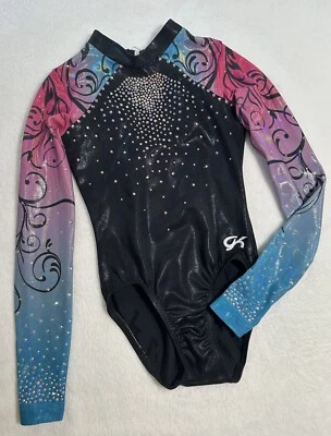 GK ELITE Leotard gymnastics SWAROVSKI RHINESTONE BLING Competition OMBRE Leo CL - Image 1 of 4