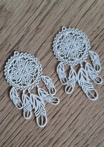 Lot de 2 pendentifs fin métal ajourés Blanc, attrape rêve, 3 x 4.8 cm. - Imagen 1 de 2