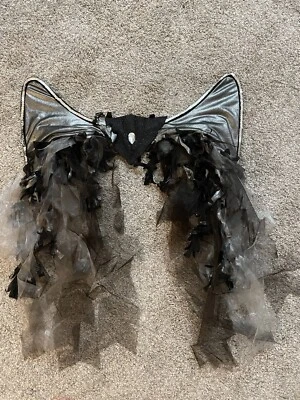 Disfraz de alas de hada negras y plateadas alas de ángel negras Foto 1 de 4
