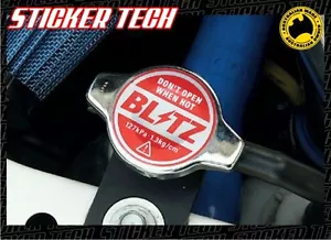 RED & CHROME BLITZ RADIATOR CAP STICKER DECAL SUITS R32 SR20 RB20 RB25 RB30 R34 - Picture 1 of 2