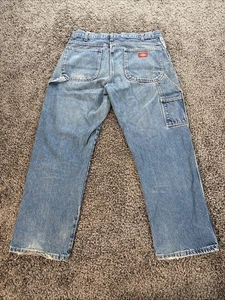 Vintage Dickies Carpenter Pants Mens 34x30 Blue Jean Work Baggy Utility Y2K - Picture 1 of 6