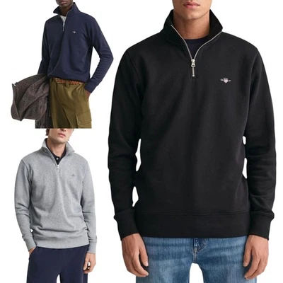 GANT Mens Sweatshirt Embroidered Shield Half Zip Pullover Winter Jumper Black — 第 1/4 张图片