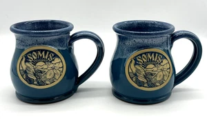 Paar 2 Deneen Keramik Kaffeetassen Tassen von Somis CALIFORNIA blaue Salzglasur - Bild 1 von 10