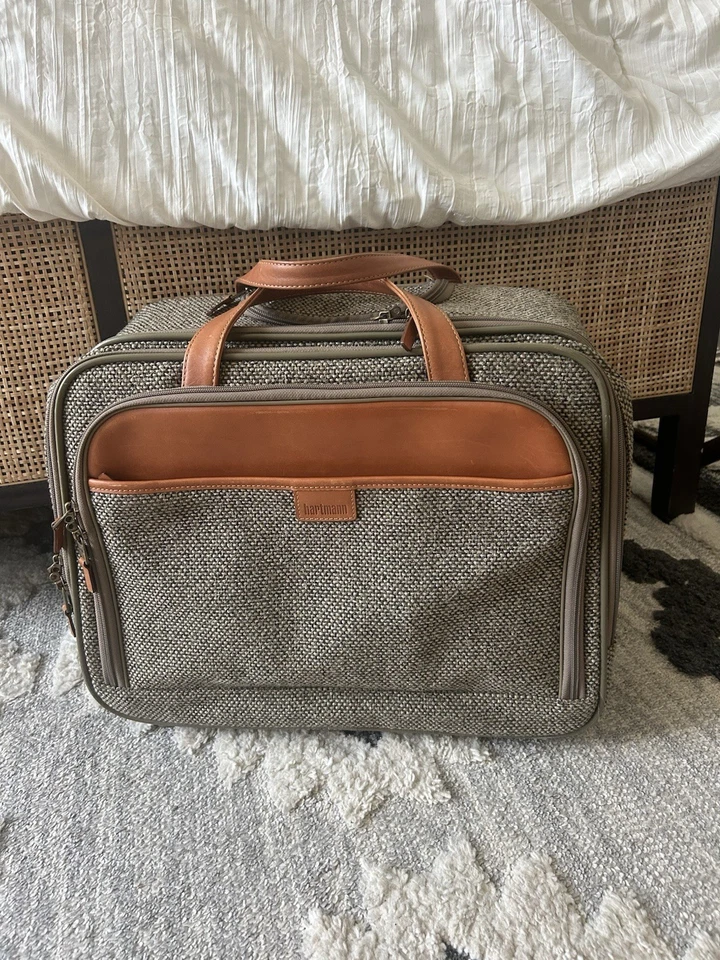 Vintage Hartmann Small Roller Bag Carry On Suitcase Luggage Tweed Leather 70s - Image 1 of 4