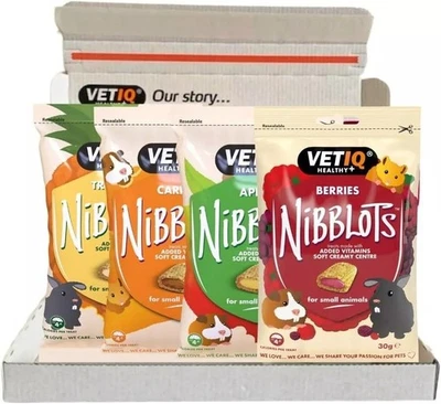 BRANDED VetIQ Nibblots Treats for Small Animals, Variety 4x30g, Rabbit Food, Guinea Pig