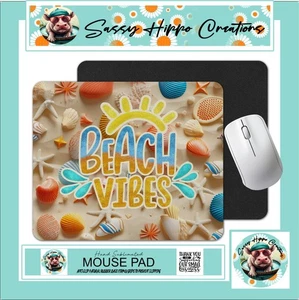 Mouse Pad Beach Vibes Seashells Sand Ocean Anti Slip Back Easy Clean Neoprene - Afbeelding 1 van 4