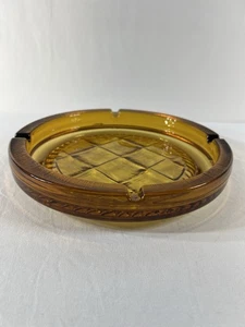 10.5” BlenkoGlass Co. 1960 Mid Century Modern Amber Glass Round Ashtray Catchall - Picture 1 of 4