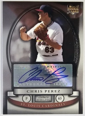 Chris Perez 2008 BOWMAN STERLING Autograph Auto Rookie St. Louis Cardinals Foto 1 de 3