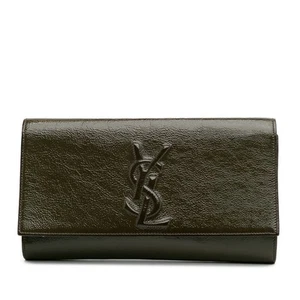 Authenticated Yves Saint Laurent Large Patent Belle De Jour Clutch Brown - Picture 1 of 8