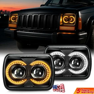 Brightest 2PC 7x6 L-R LED Headlights Sealed DRL Turn for Jeep Cherokee 1979-2001 - Picture 1 of 13
