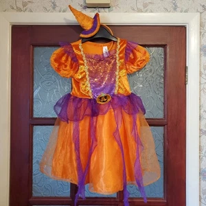 TU Vestido Calabaza Disfraz Halloween Diadema Niños 3-4 Años Excelente Estado - Imagen 1 de 23