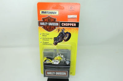 1993 Matchbox Harley Davidson 1:18 Chopper Motorcycle Die Cast Metal Yellow New - Image 1 of 4