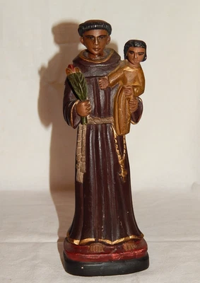 Der HEILIGE  ANTONIUS von PADUA / LISSABON Holz geschnitzt + bemalt sign. MANOEL - Bild 1 von 4